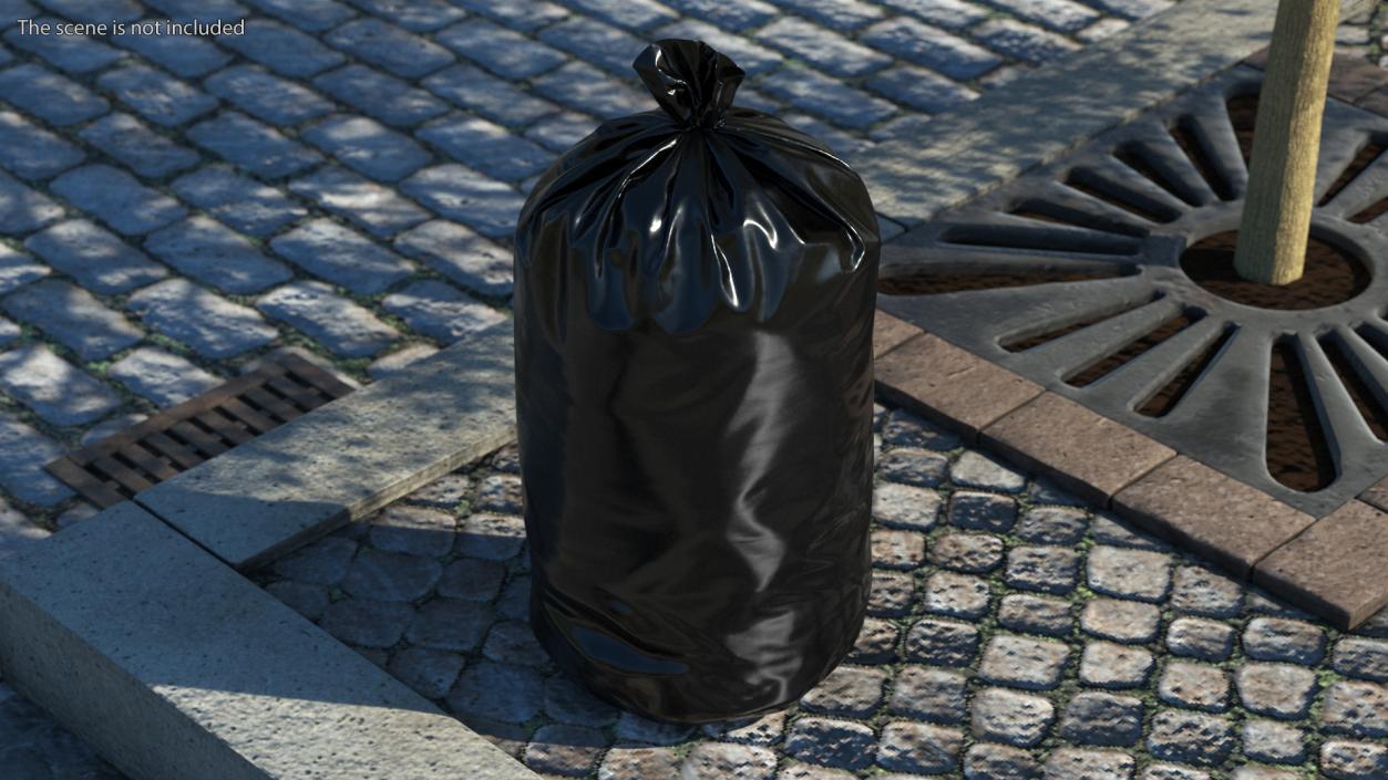 3D Tied Closed Big Black Trash Bag