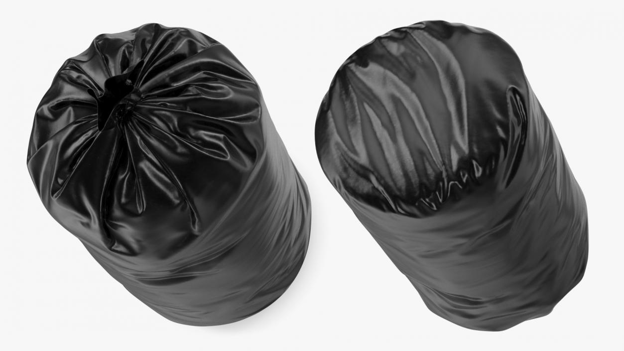 3D Tied Closed Big Black Trash Bag