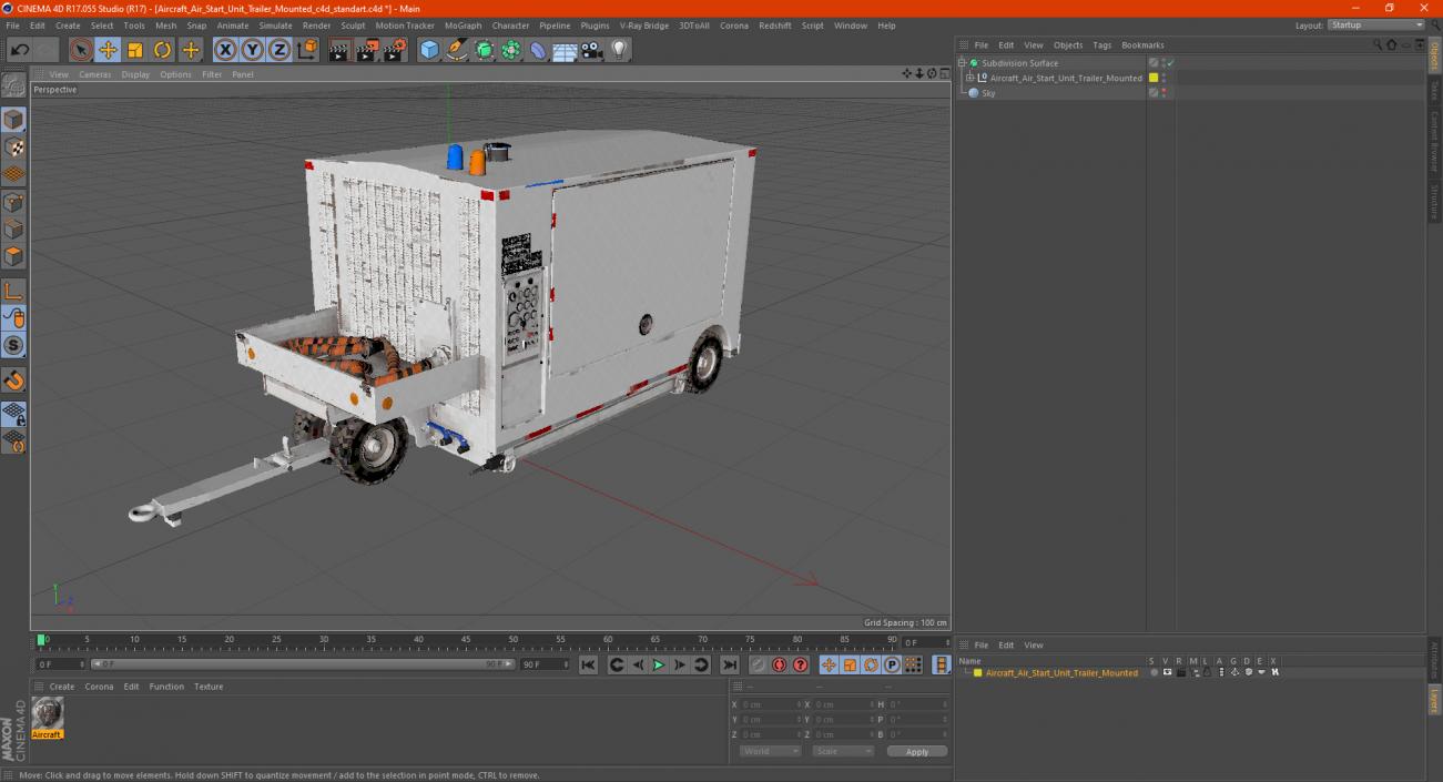 Aircraft Air Start Unit Trailer Mounted 3D model