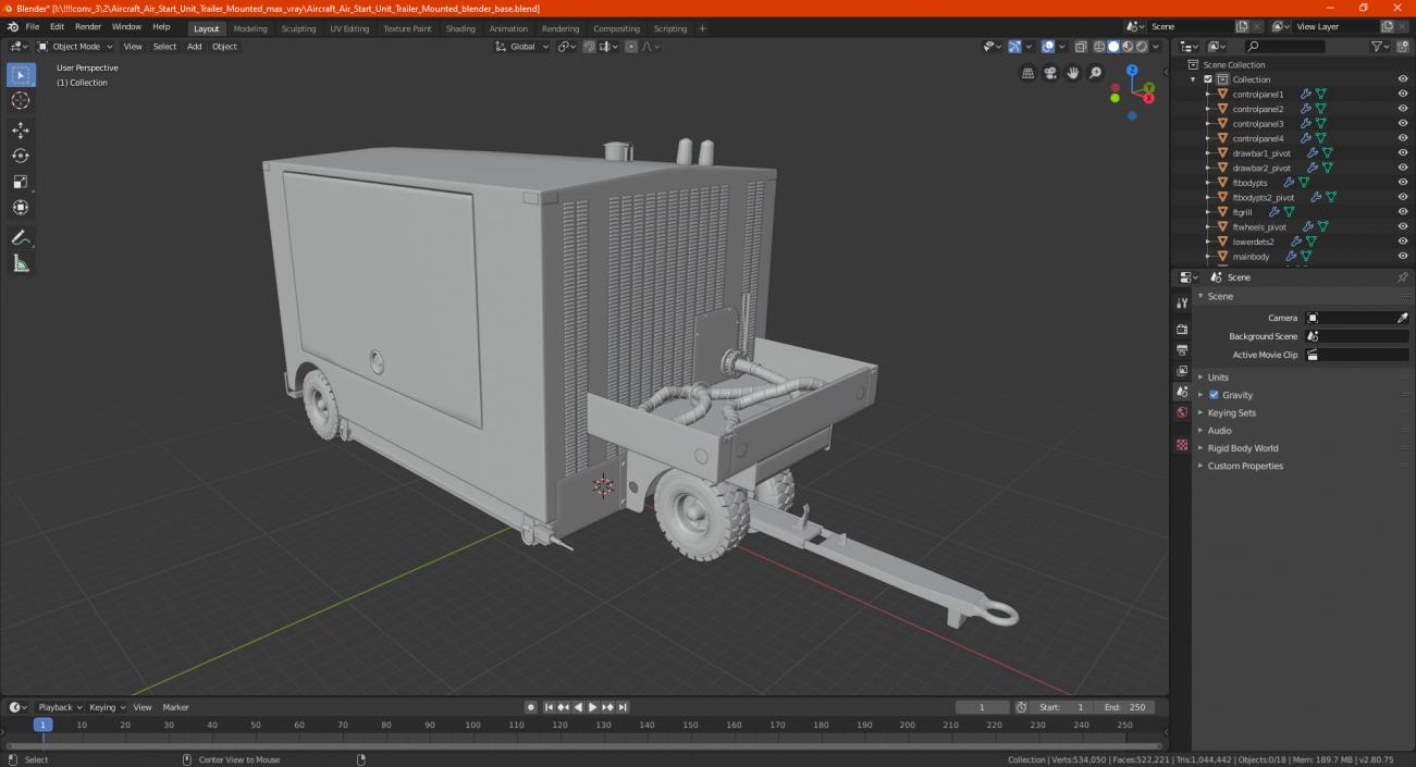 Aircraft Air Start Unit Trailer Mounted 3D model