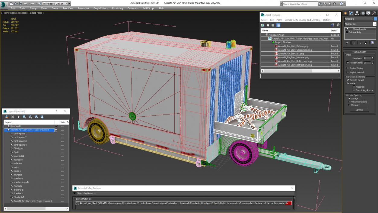 Aircraft Air Start Unit Trailer Mounted 3D model