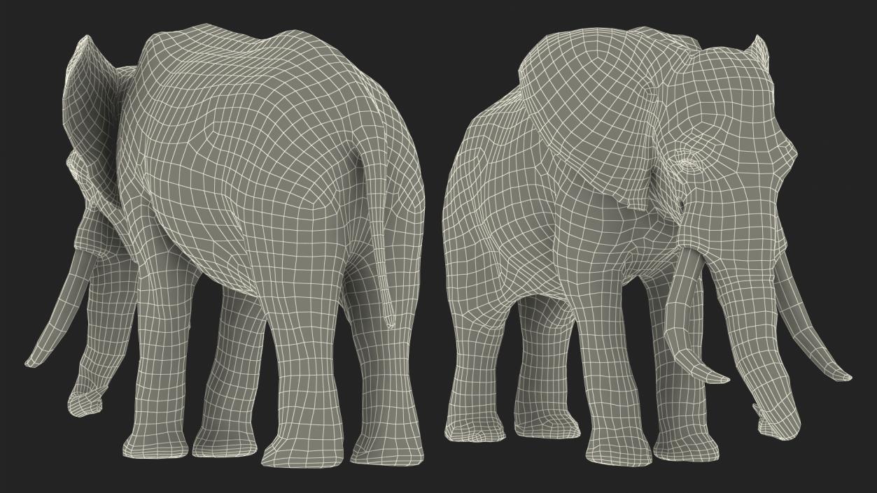 3D model Animated Elephant Eating Fur Rigged