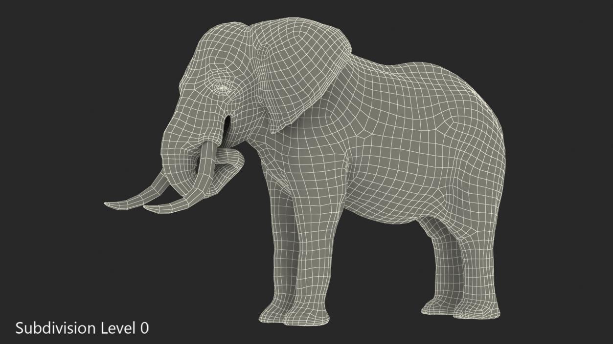 3D model Animated Elephant Eating Fur Rigged