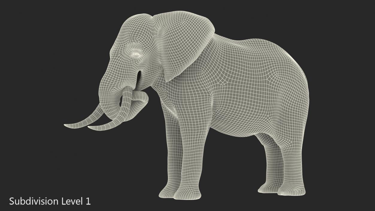 3D model Animated Elephant Eating Fur Rigged