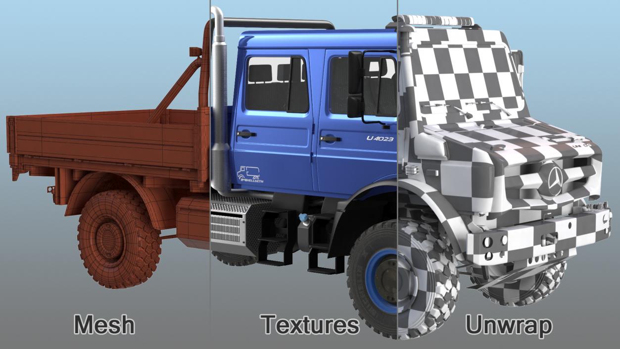 Mercedes Benz Unimog 4023 Off Road Vehicle Rigged 3D model