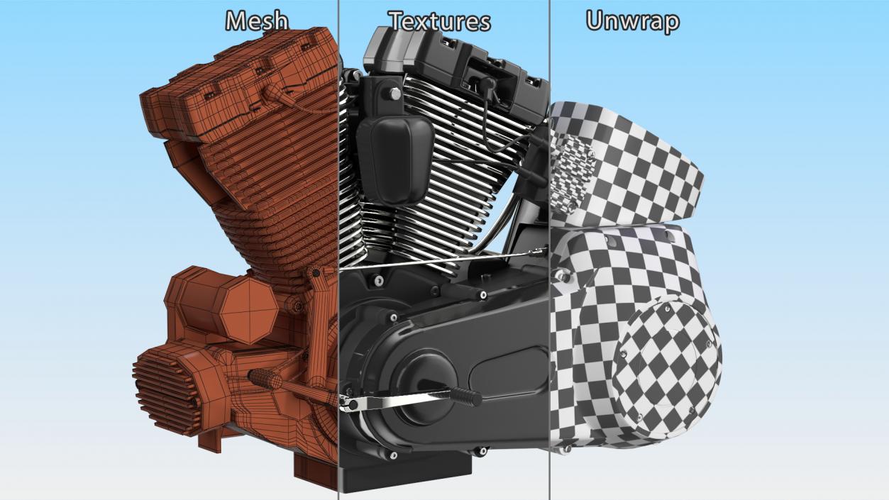 Motorcycle V-Twin Engine 3D model