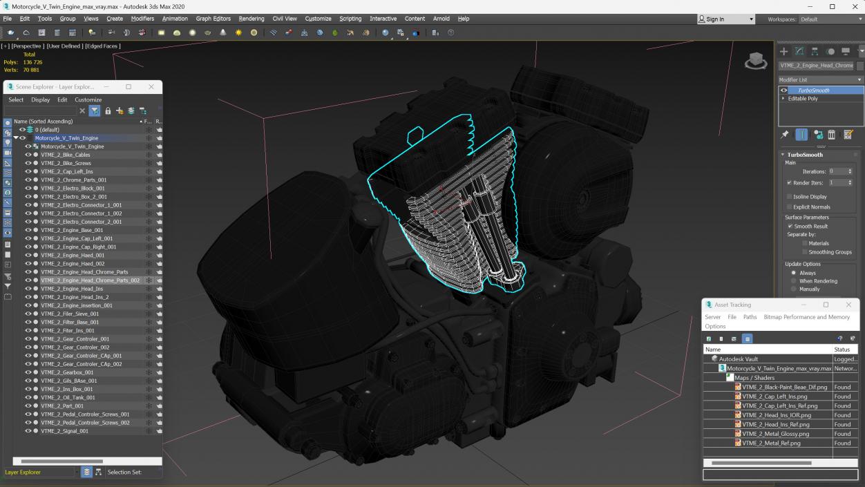 Motorcycle V-Twin Engine 3D model