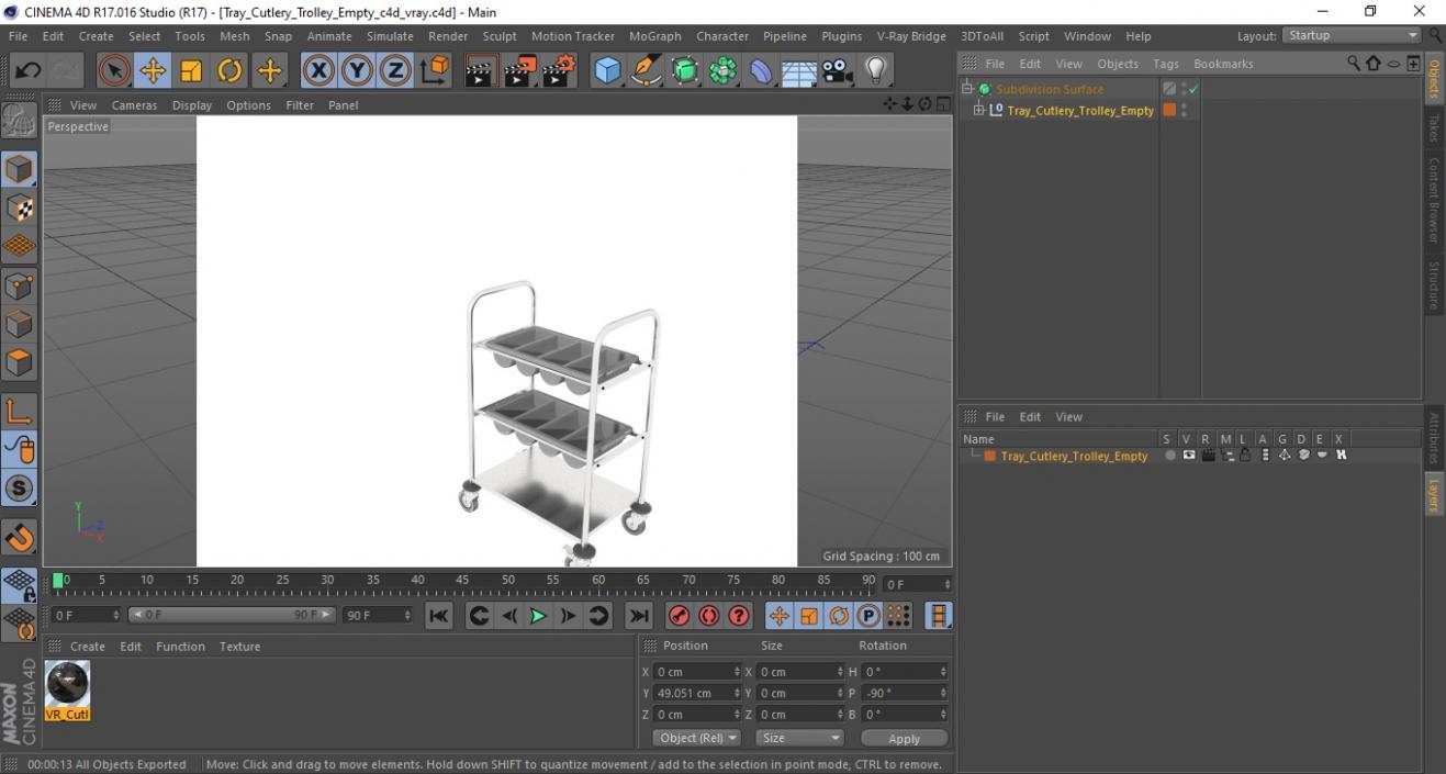 3D Tray Cutlery Trolley Empty