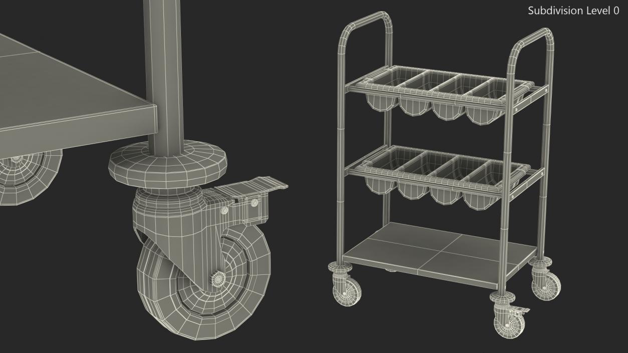 3D Tray Cutlery Trolley Empty