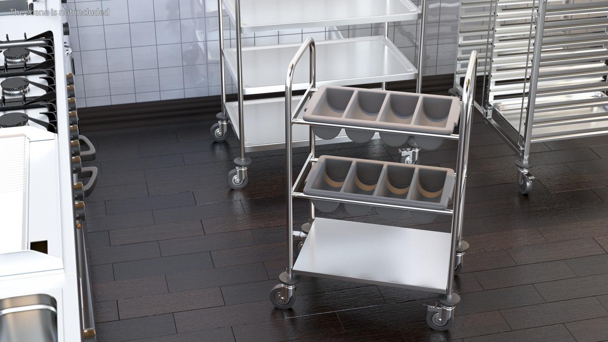 3D Tray Cutlery Trolley Empty