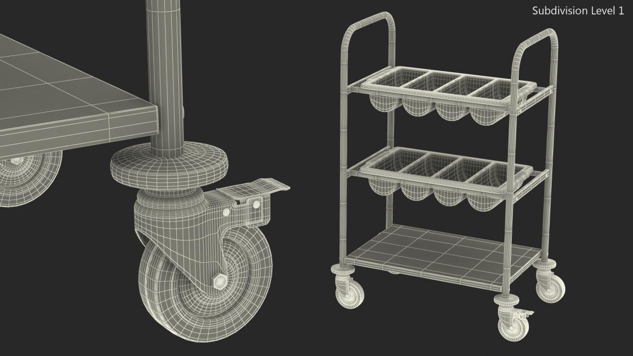 3D Tray Cutlery Trolley Empty