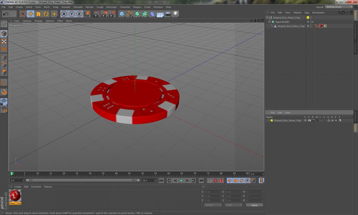 3D Striped Dice Poker Chip model