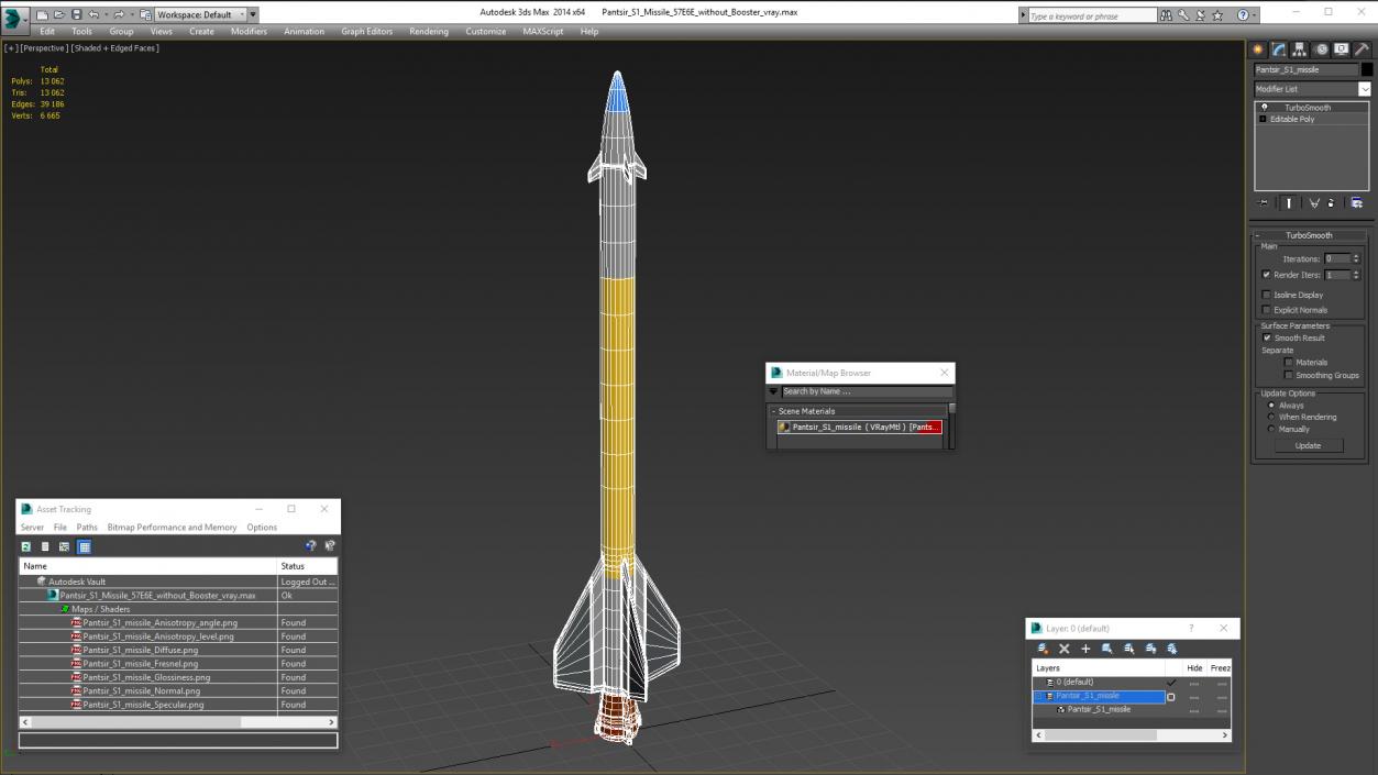 3D model Pantsir S1 Missile 57E6E without Booster