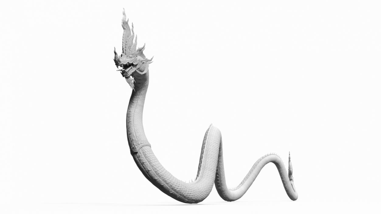 3D Naga Dragon White Crawling