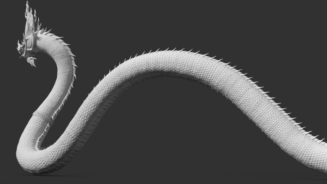 3D Naga Dragon White Crawling