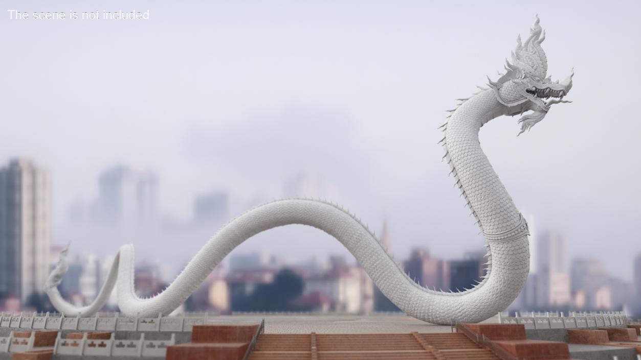 3D Naga Dragon White Crawling