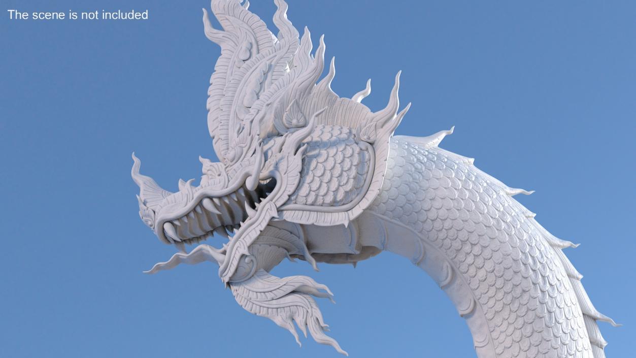 3D Naga Dragon White Crawling