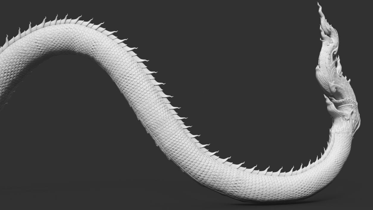 3D Naga Dragon White Crawling