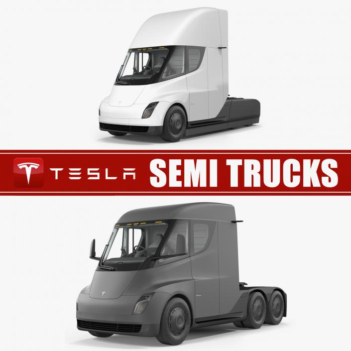 3D Tesla Semi Trucks Collection model