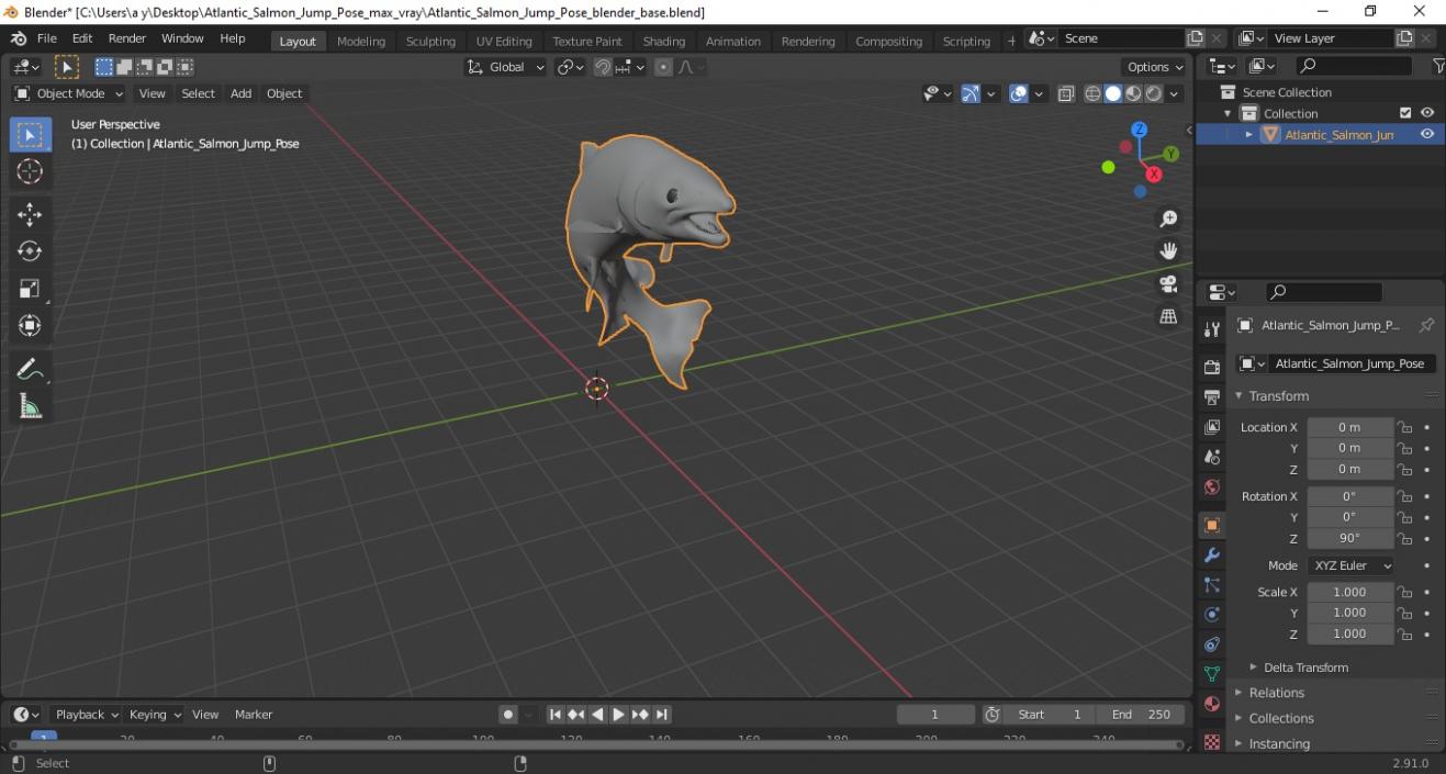 3D model Atlantic Salmon Jump Pose