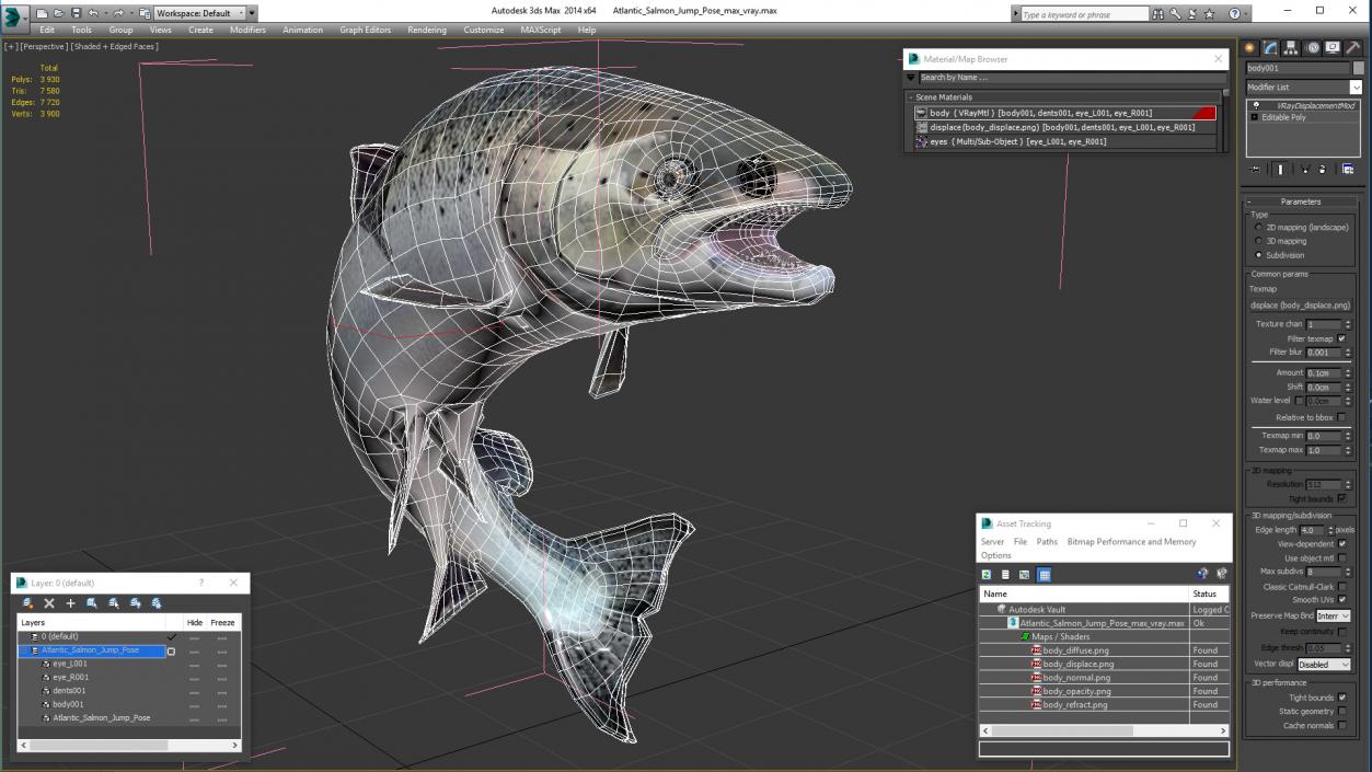 3D model Atlantic Salmon Jump Pose