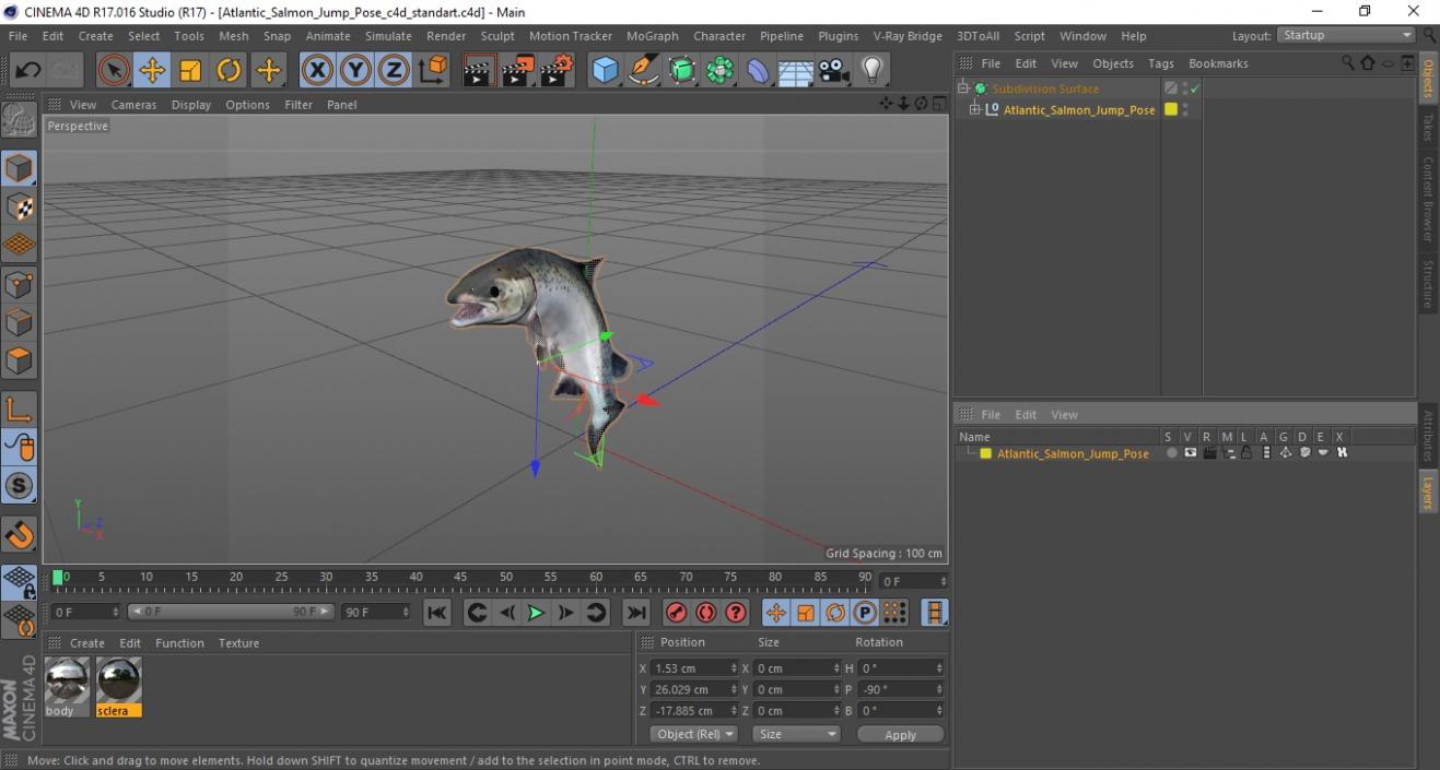 3D model Atlantic Salmon Jump Pose