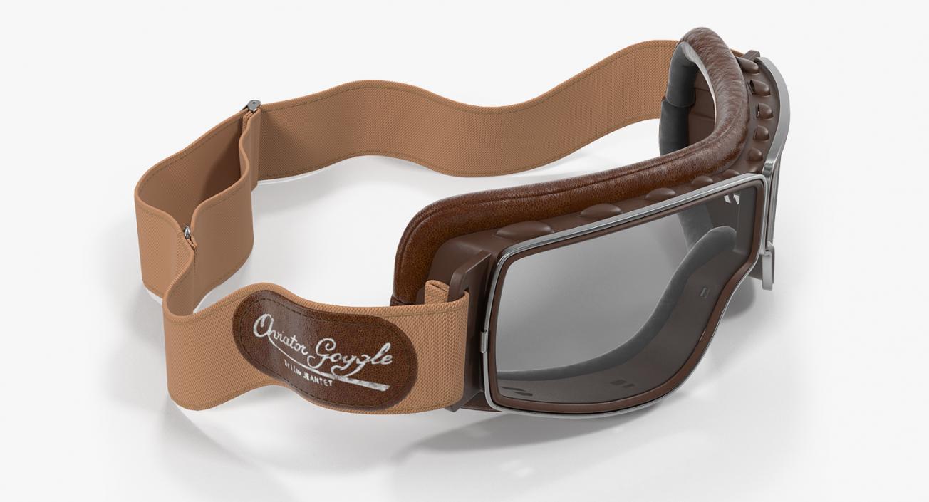 3D model Retro Pilot Goggles Brown