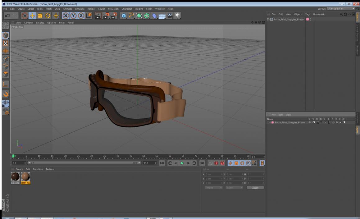 3D model Retro Pilot Goggles Brown