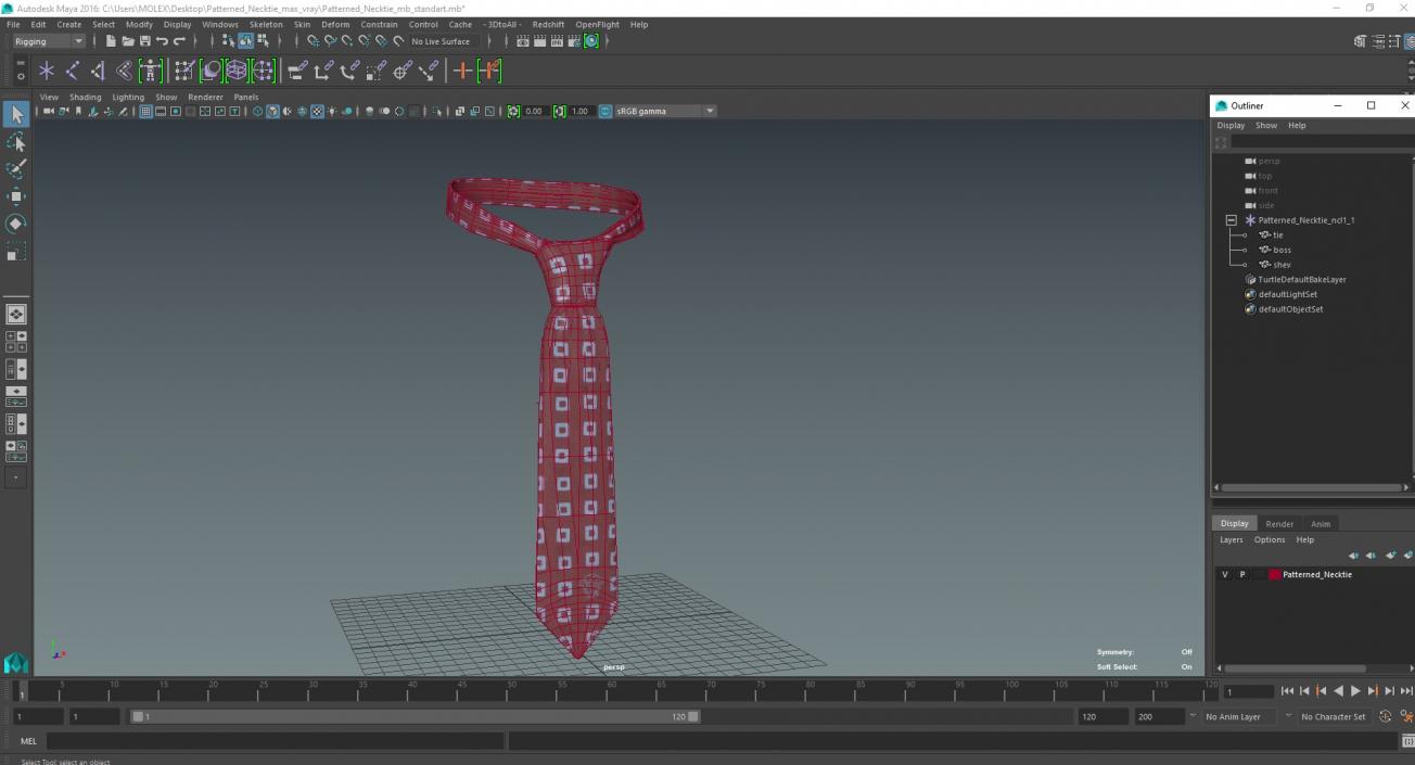 Patterned Necktie 3D