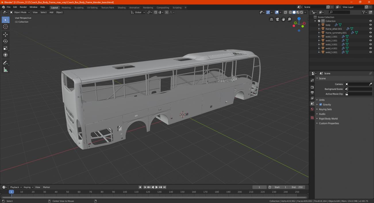 3D model Coach Bus Body Frame