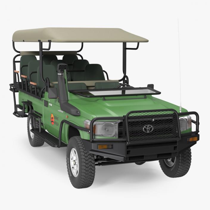 Toyota Land Cruiser Safari Open Sided Green Clean 3D model