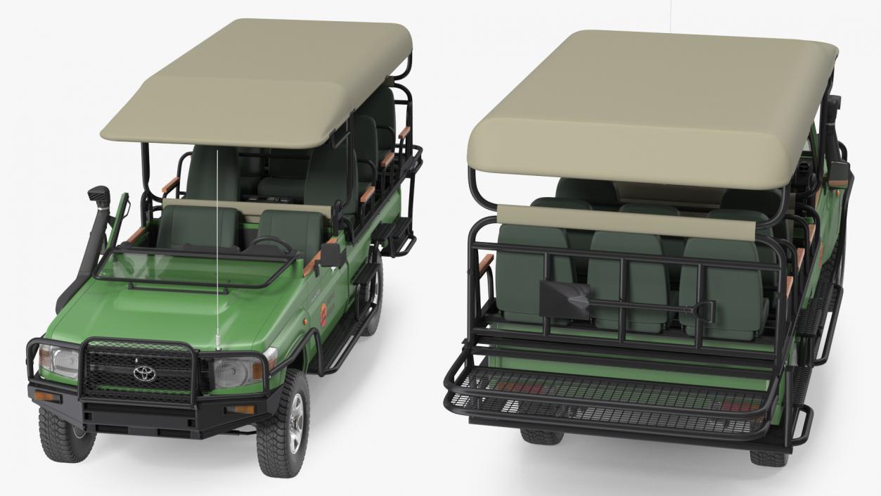 Toyota Land Cruiser Safari Open Sided Green Clean 3D model