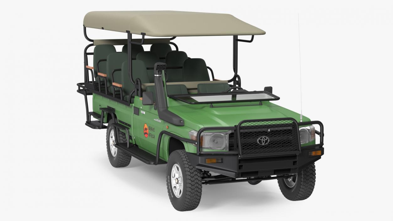 Toyota Land Cruiser Safari Open Sided Green Clean 3D model