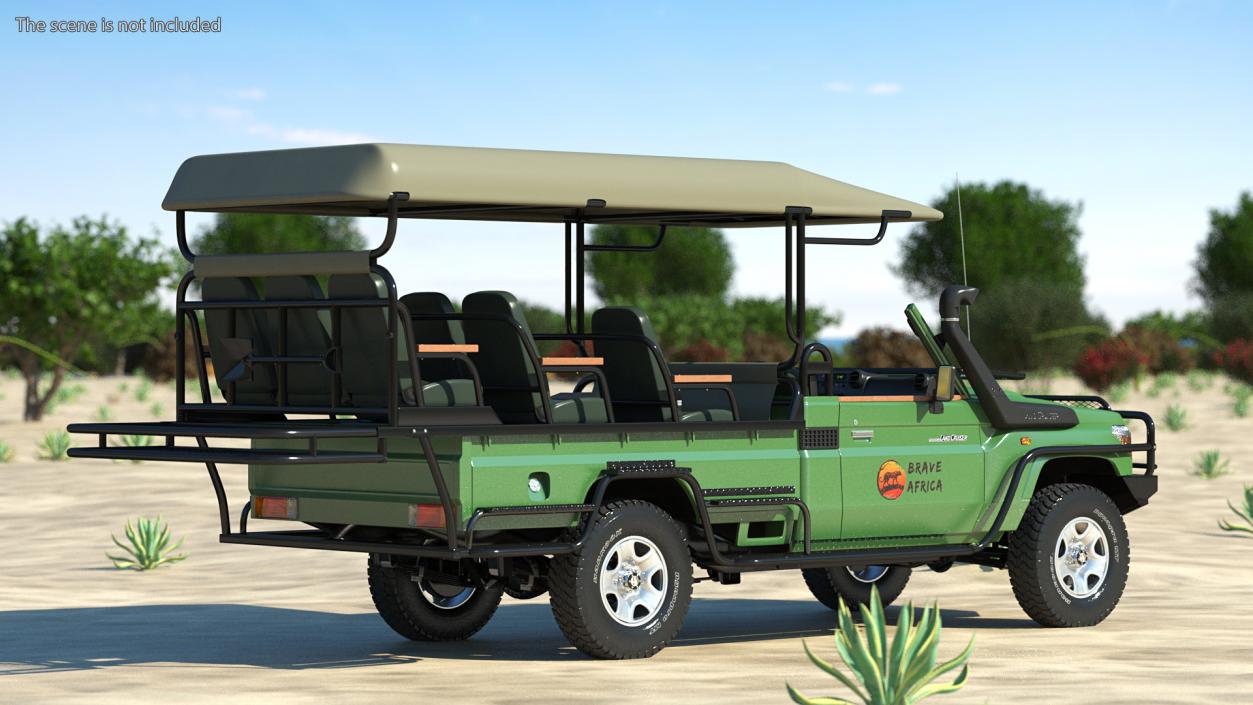 Toyota Land Cruiser Safari Open Sided Green Clean 3D model