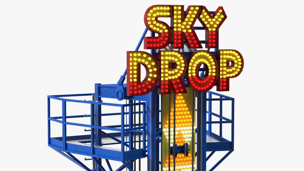 3D Sky Drop Amusement Park Equipment model