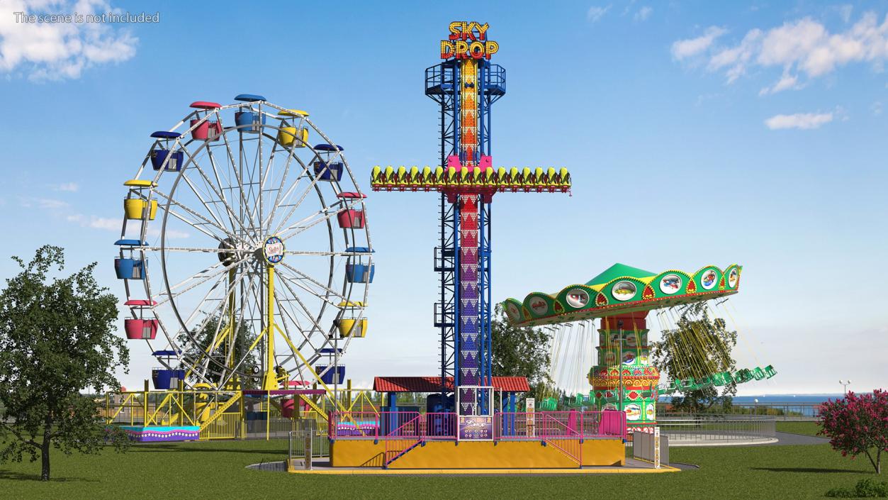 3D Sky Drop Amusement Park Equipment model