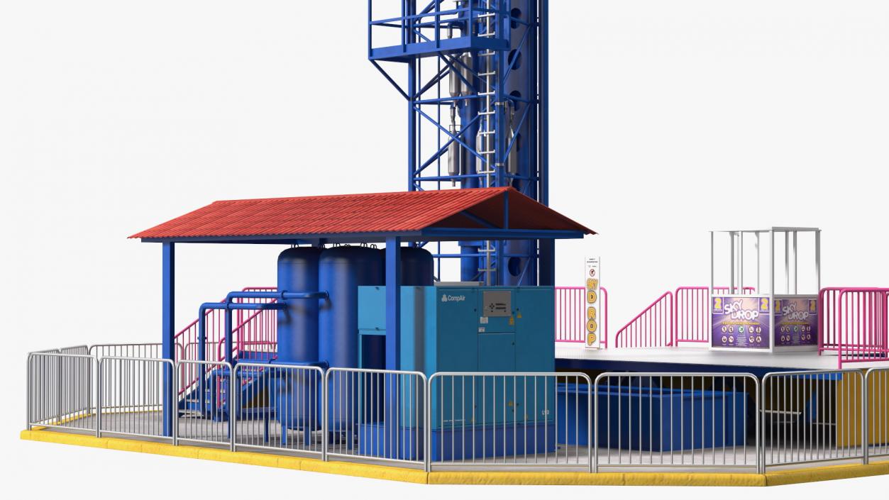 3D Sky Drop Amusement Park Equipment model