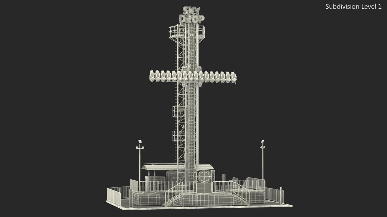 3D Sky Drop Amusement Park Equipment model