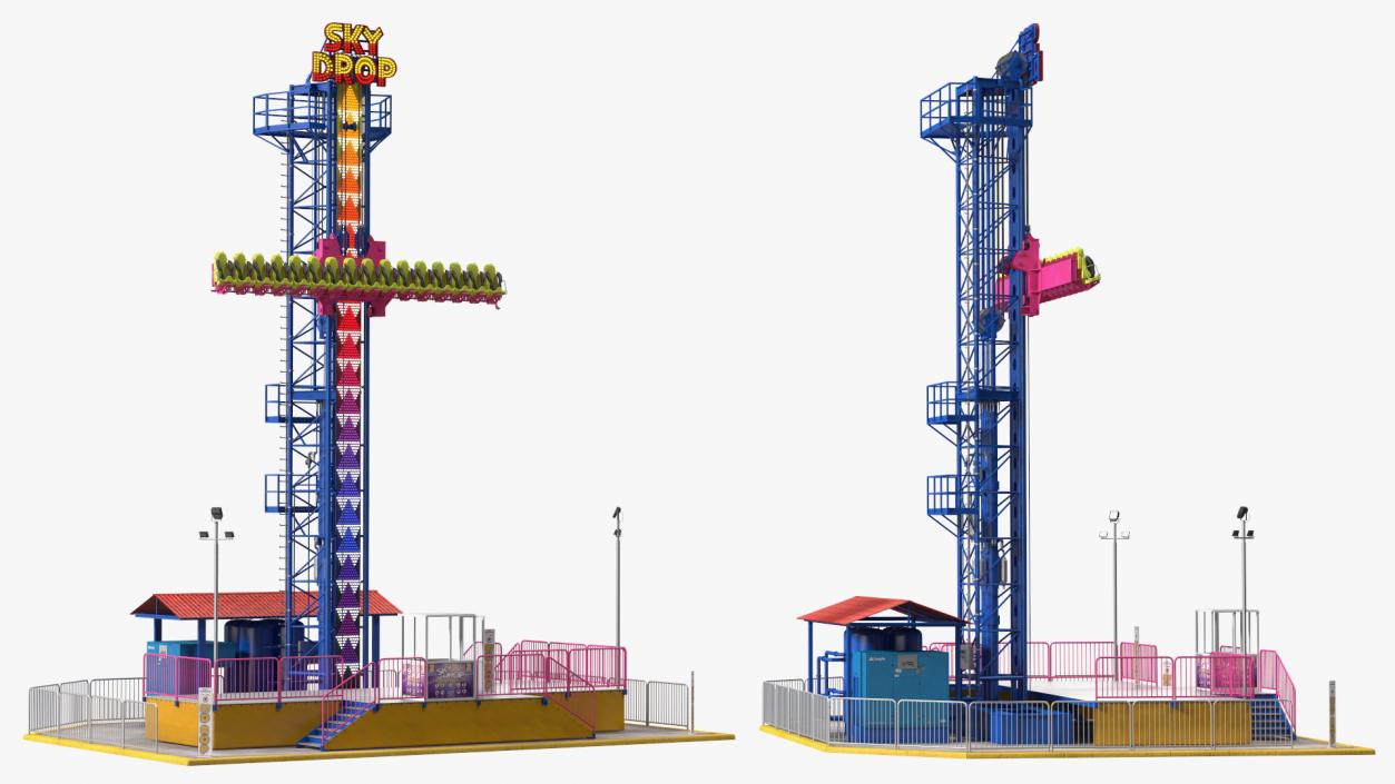 3D Sky Drop Amusement Park Equipment model