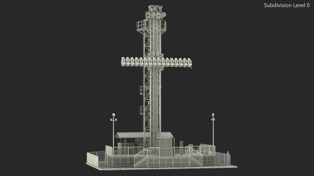 3D Sky Drop Amusement Park Equipment model