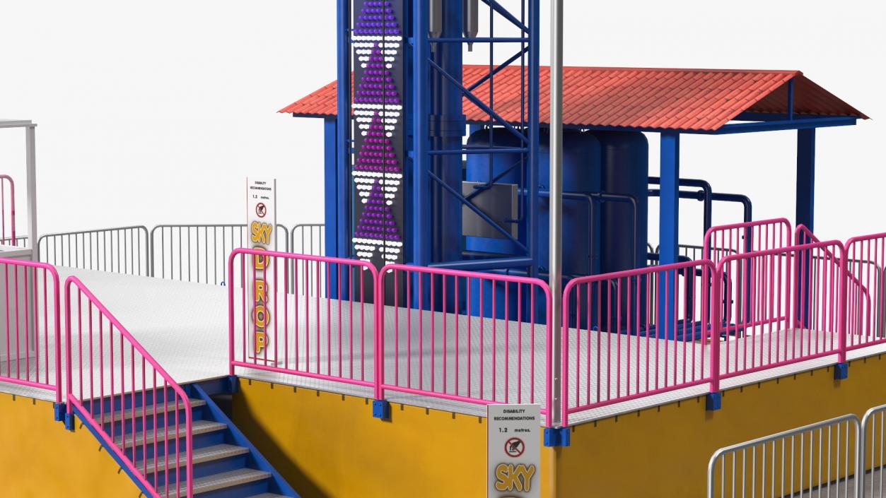 3D Sky Drop Amusement Park Equipment model