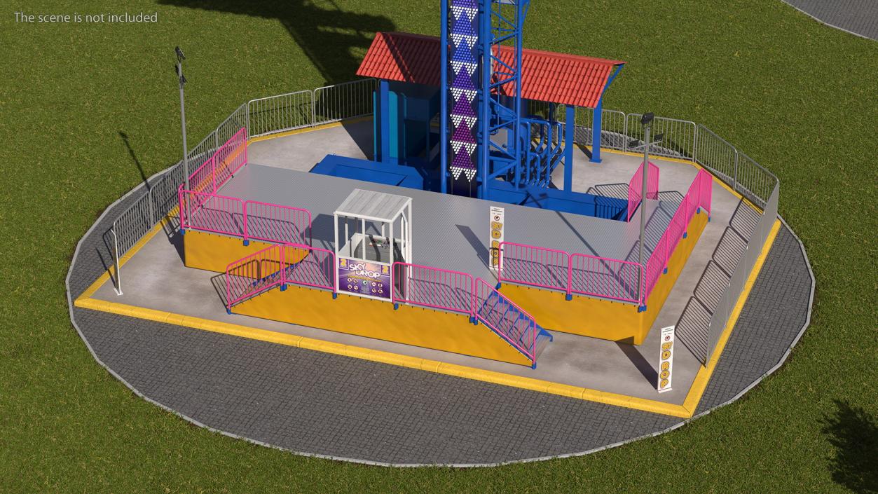 3D Sky Drop Amusement Park Equipment model