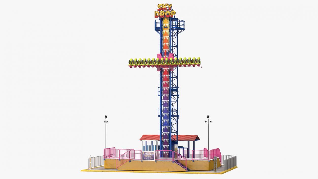 3D Sky Drop Amusement Park Equipment model