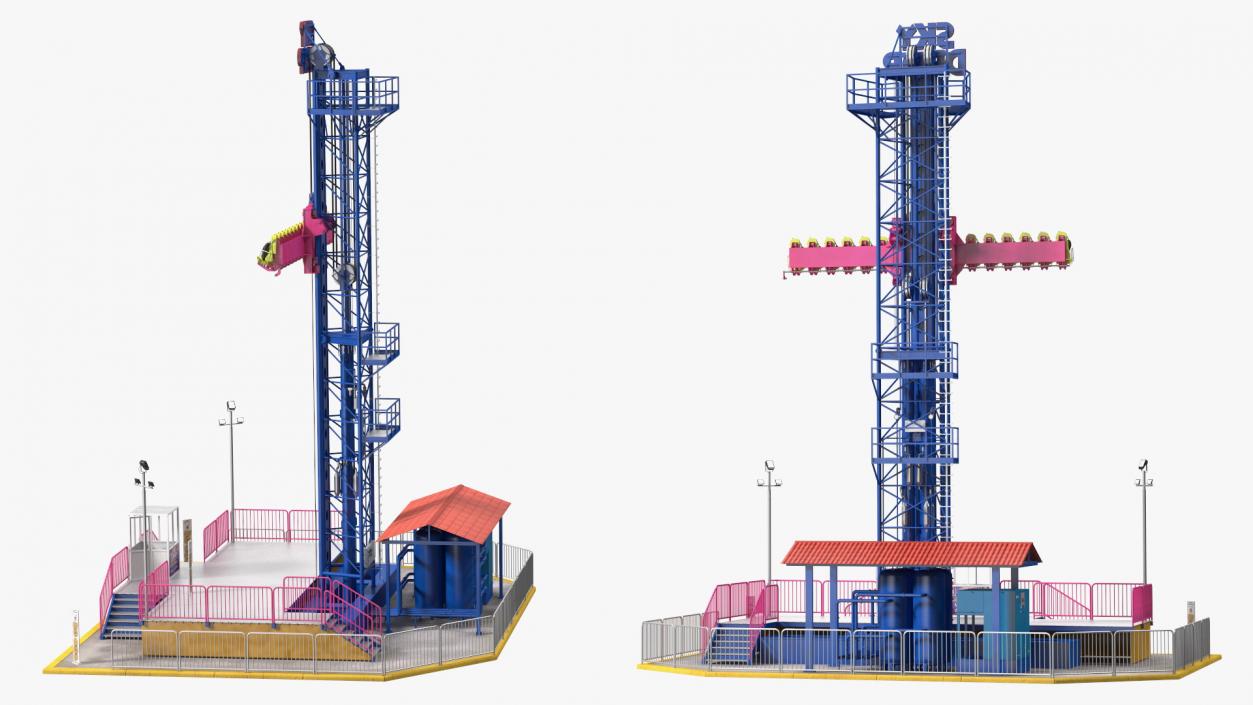 3D Sky Drop Amusement Park Equipment model