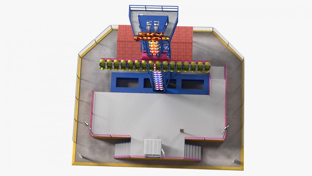 3D Sky Drop Amusement Park Equipment model