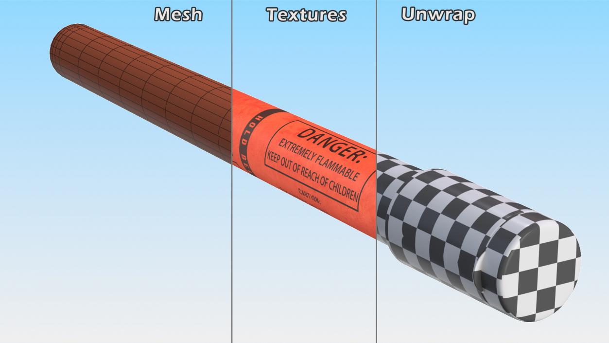 Emergency Roadside Chemical Red Flare 3D