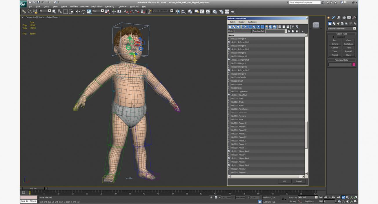 3D Asian Baby with Fur Rigged