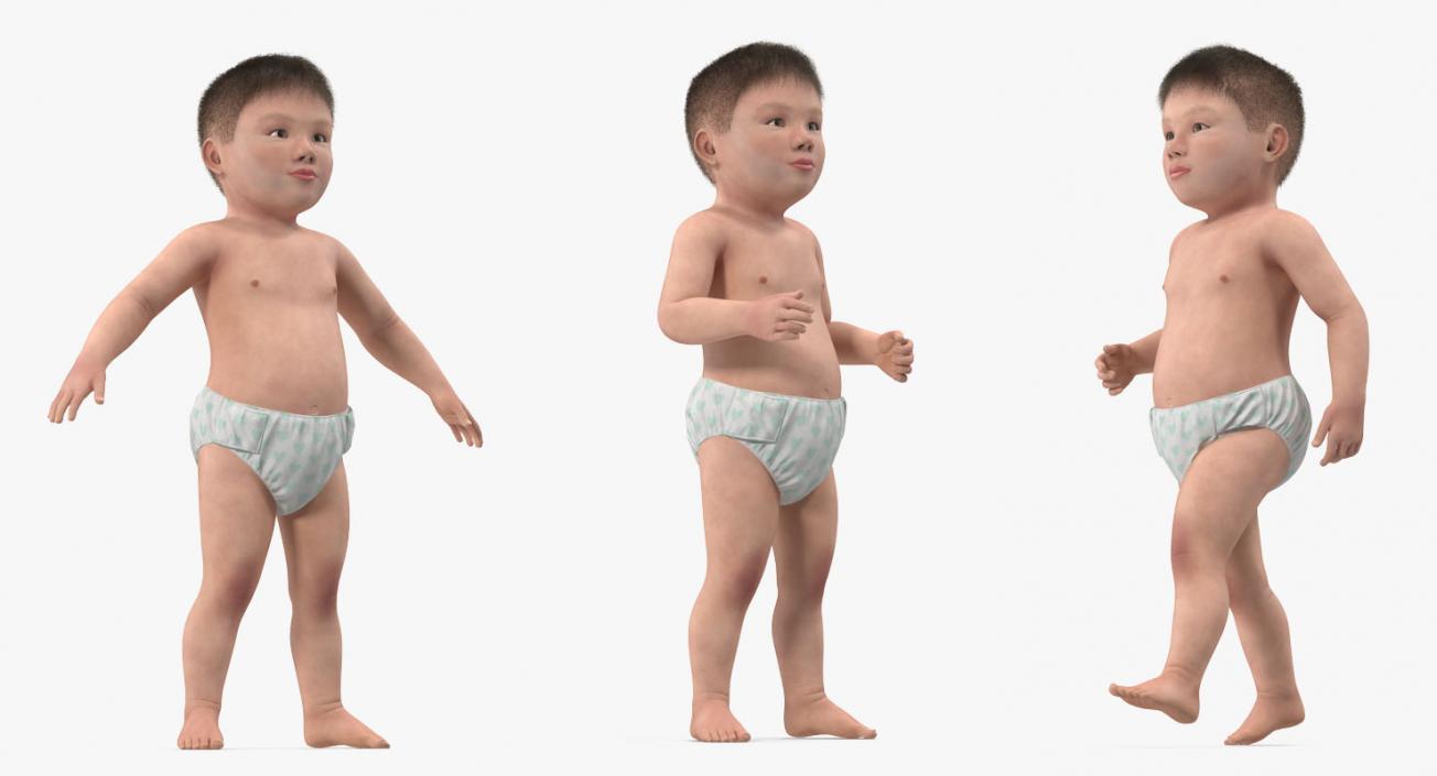 3D Asian Baby with Fur Rigged