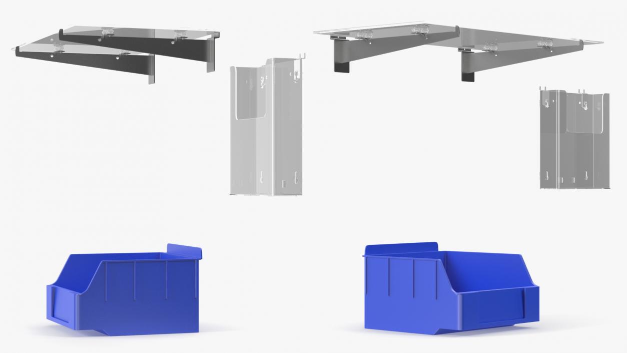 Plastic Slatwall Shelves 3D model