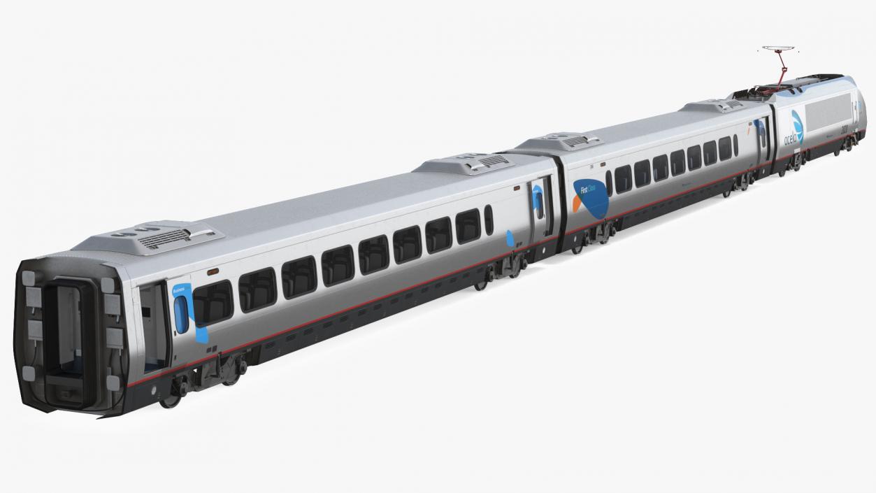 3D Amtrak Acela Express Train Rigged model